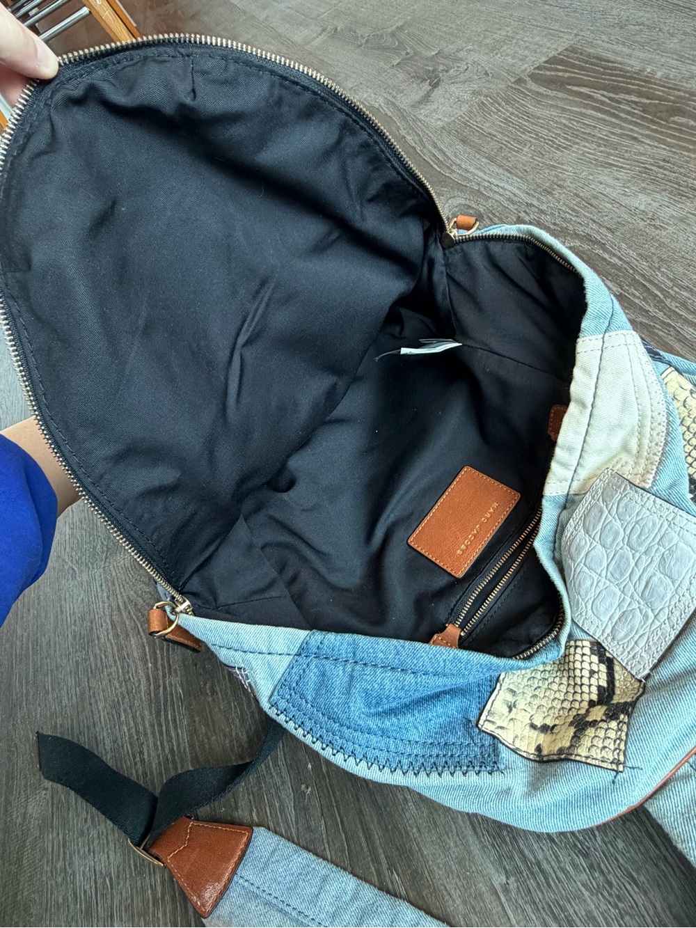 Marc Jacobs Patchwork Denim & Snake Print Backpack with Brown Leather Trim - Picture 9 of 10